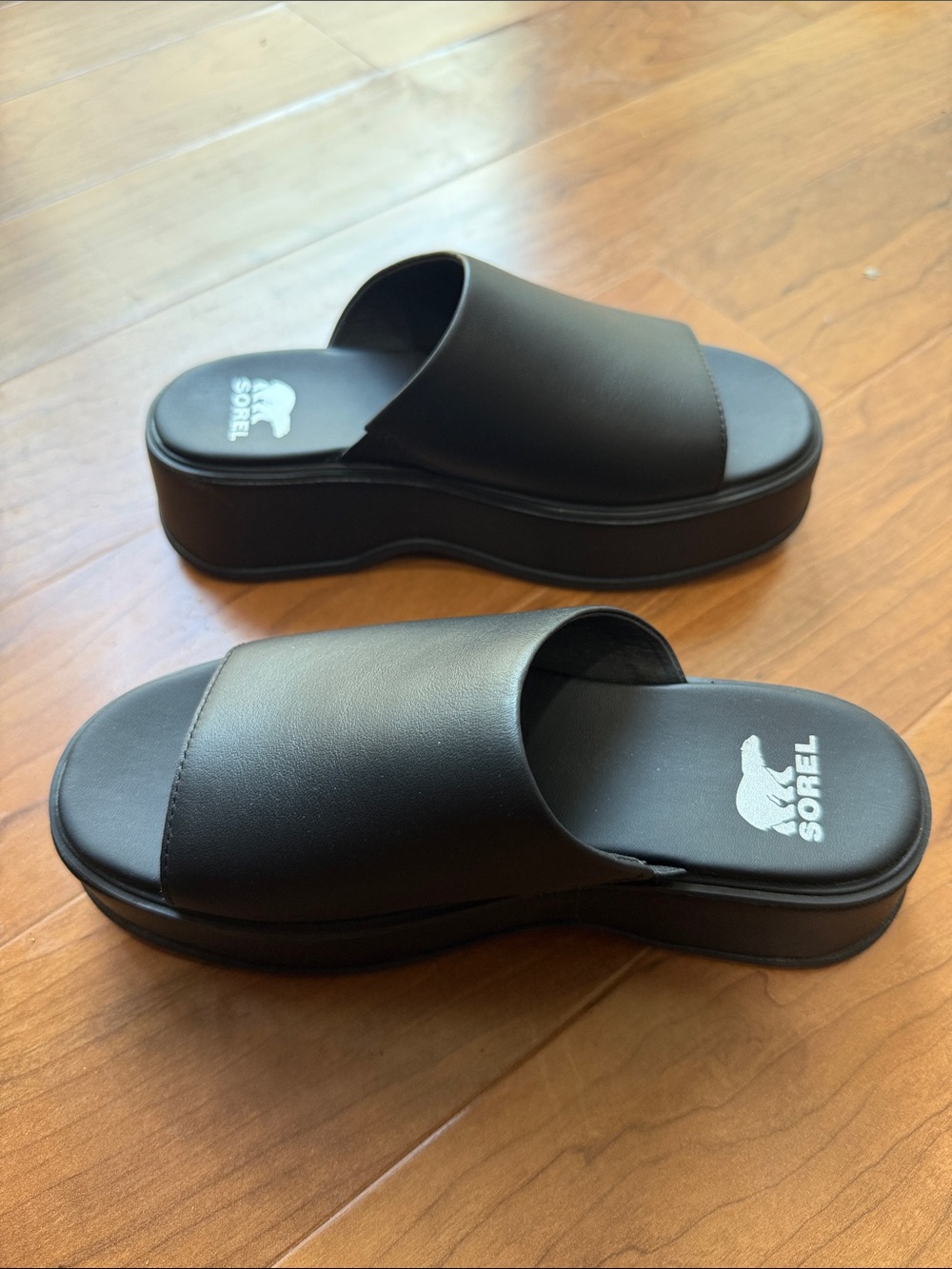 Sorel Women's Dayspring Black Platform Slide Chunky Sandals Sz 6